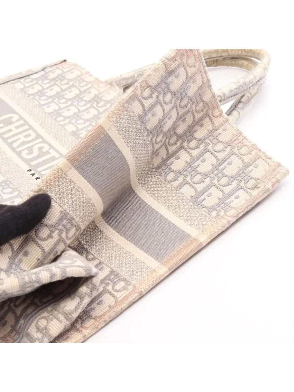 Dior Tote Bag Book Oblique Gray White